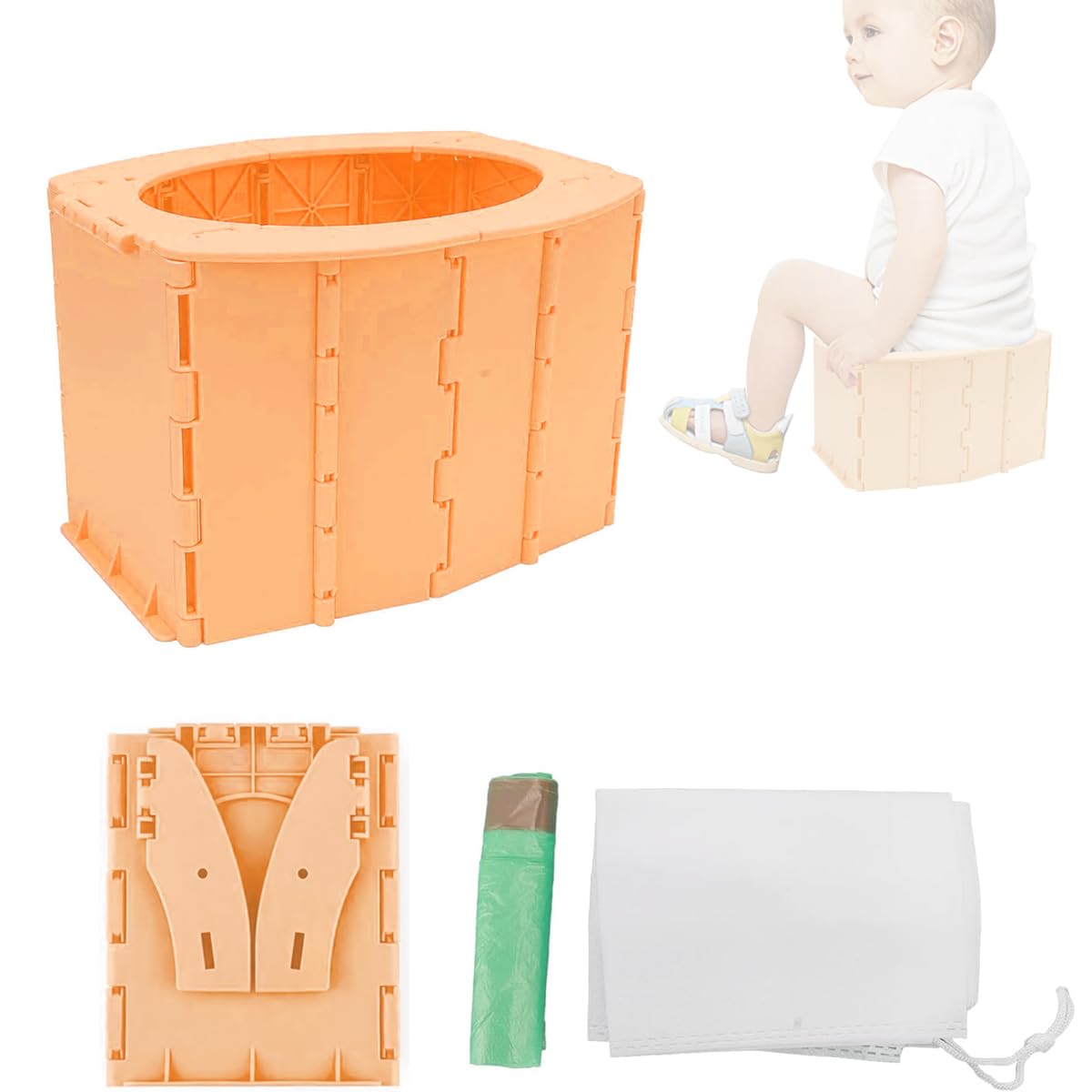 SNOWIE SOFT Potty Training Seat for 1 + Year Child with Trash Bags, Portable Potty Toilet Seat Foldable Outdoor Potty Toilet Seat for Car, Travel, Outdoor Use SNOWIE SOFT Potty Training Seat for 1 + Year Child with Trash Bags, Portable Potty Toilet Seat Foldable Outdoor Potty Toilet Seat for Car, Travel, Outdoor Use